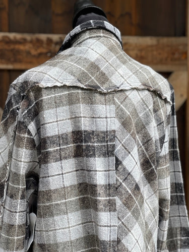 Angry Minnow Signature Flannel- NEUTRAL GREY